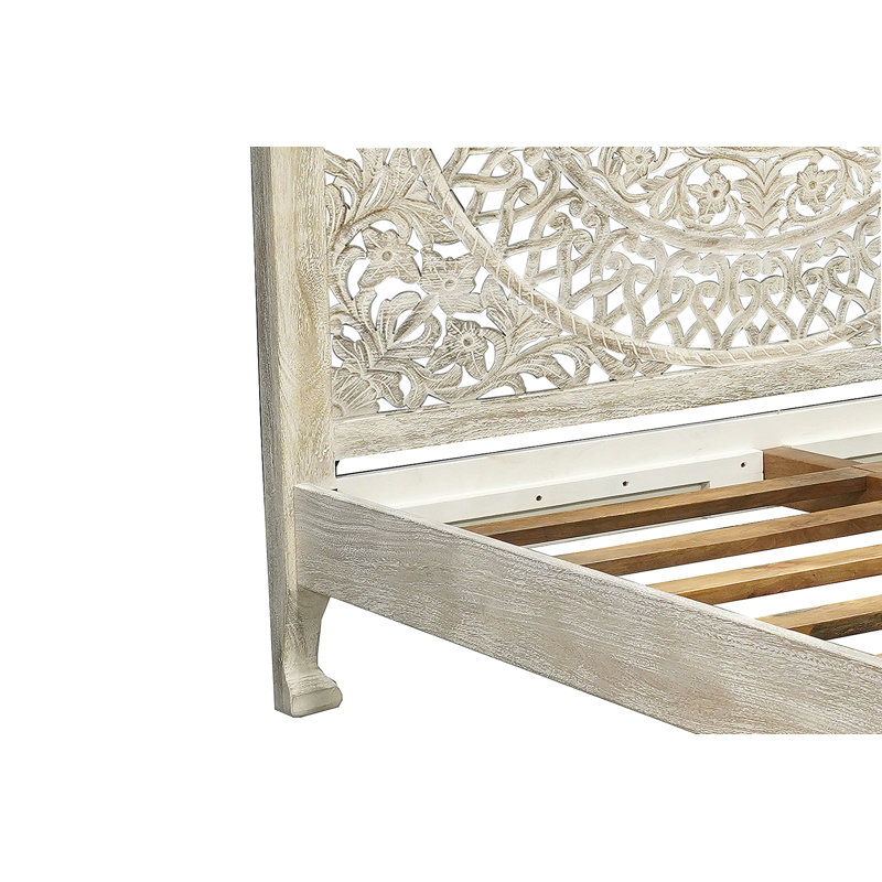 Lit standard en bois massif Aarohi, Grand, Gris calcaire