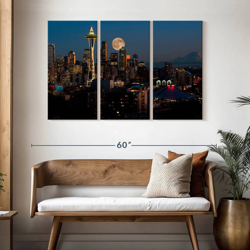 Sebbie Seattle Moonrise, 32" H x 50" W