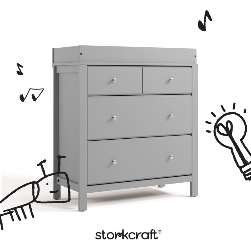 Commode 3 tiroirs avec plateau à langer Horizon, Galet