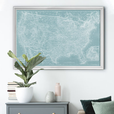 Carte des États-Unis sur turquoise - reproduction de cadre photo