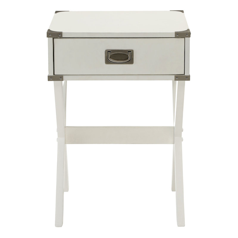Square White End Table With Drawer - Versatile For Different Rooms 1 Crossbar Support And Construction Homes, White