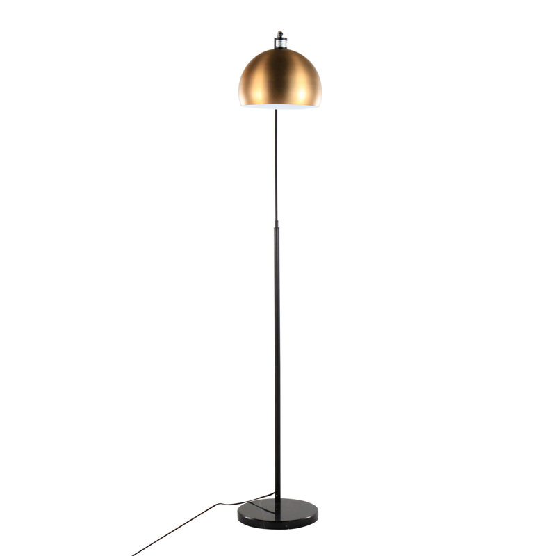 March Contemporary Floor Lamp, Black Marble/Black
