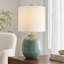 Lampe de table 19 po en céramique verte avec abat-jour tambour