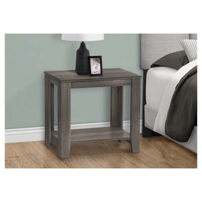 Table d'appoint grise, table d'appoint à deux niveaux avec tablette de rangement - table de bout polyvalente pour le salon, la table de chevet et la lampe