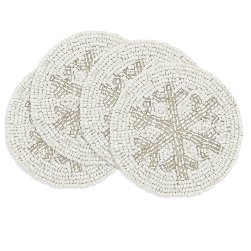 Sous-verre Snowflake Sparkle Beaded (ensemble de 4), Argent