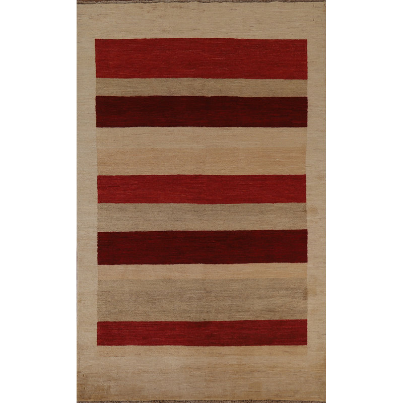 Tapis oriental rayé Gabbeh 6 x 8