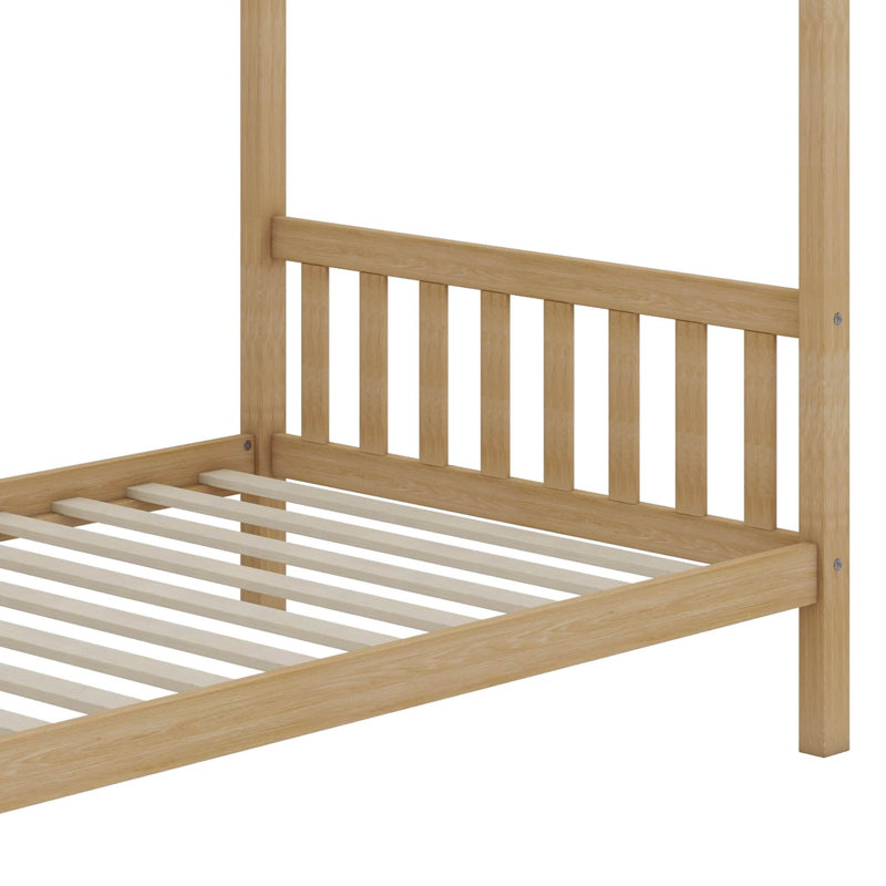 Lit simple pour enfant en forme de maison, Chêne blanc