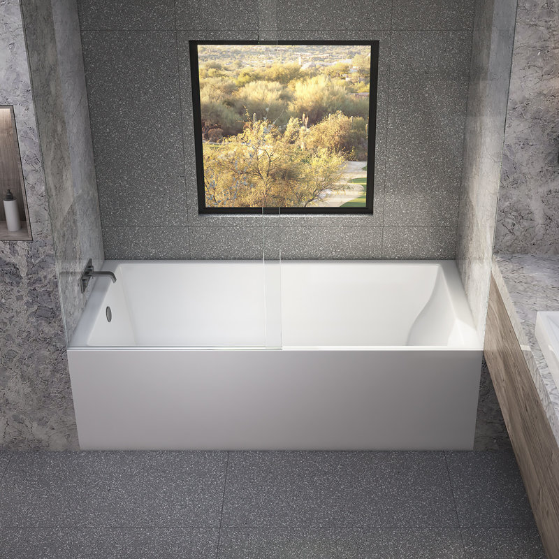 Driftwood 60" x 36" Alcove/Tile In Combination Acrylic Bathtub, Biscuit, Left