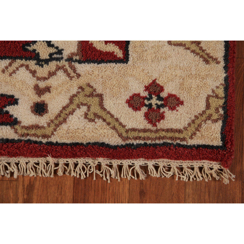 Red Wool Oushak Indian Runner Rug 3x8