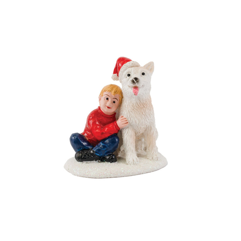 Figurine Christmas Village - Garçon et chien