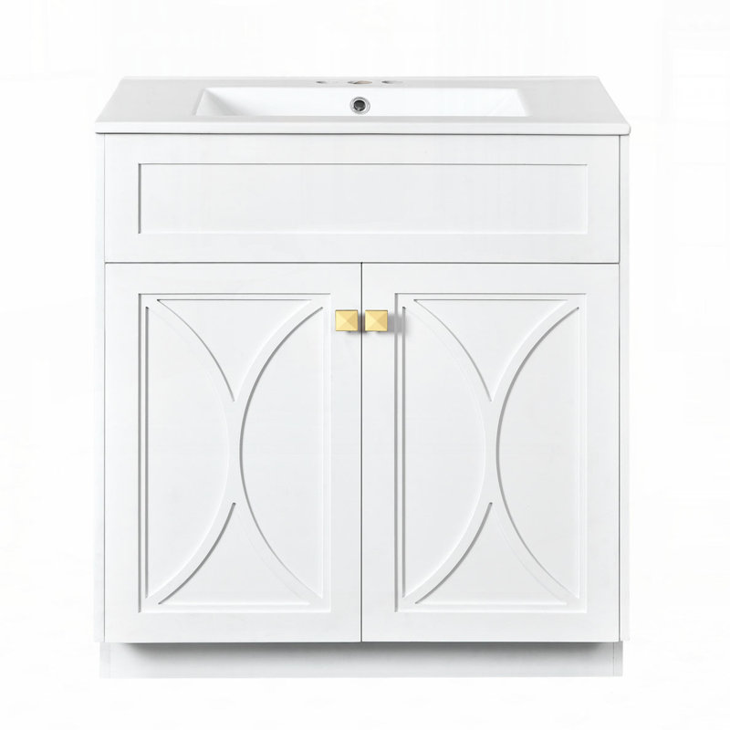 Meuble-lavabo 30 po avec lavabo en céramique, Blanc