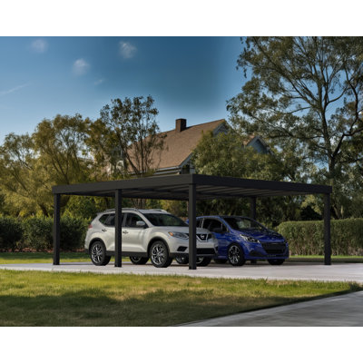 Palram - Canopia Oslo Aluminum Polycarbonate Carport Canopy Black/Gray