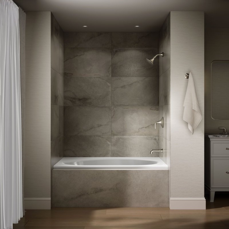60" x 42" Drop In Soaking Bathtub, White, Right