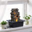 Fontaine de table avec lumières DEL, cascade à 3 niveaux d'aspect pierre, fontaine intérieure zen pour la décoration de la maison et du bureau