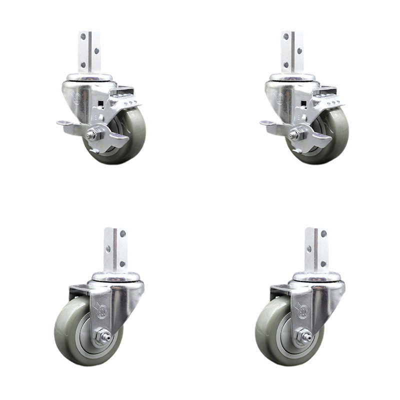 4 Piece Polyurethane Caster Set, Black