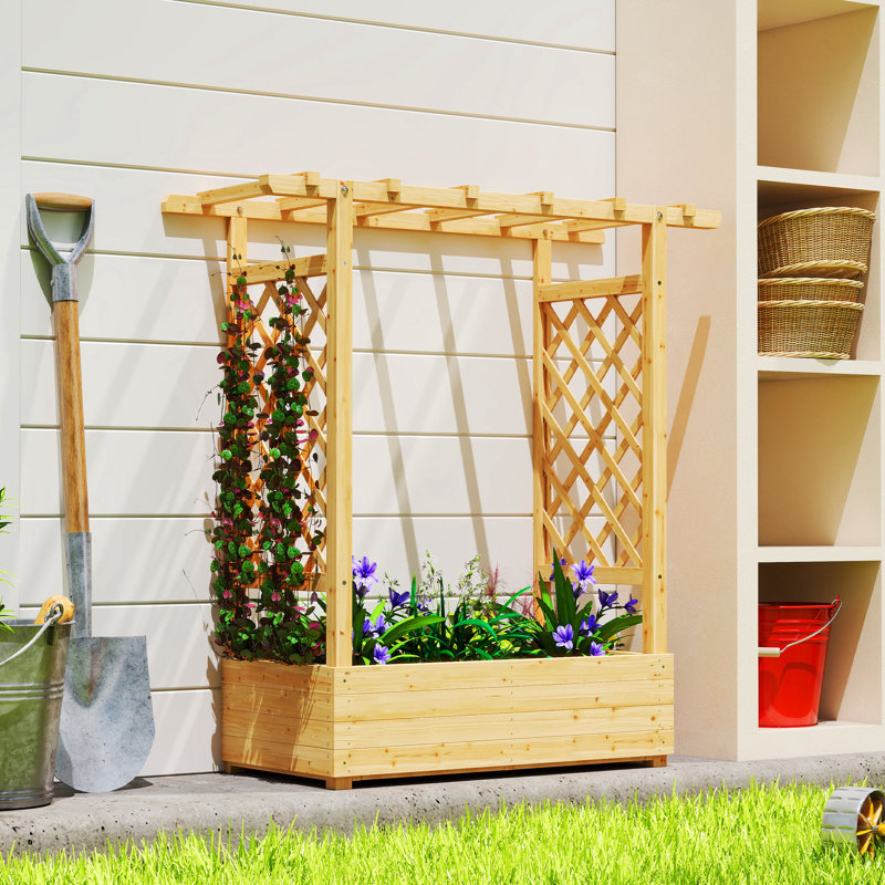 Wood Raised Garden Bed, 113cm H x 110cm W x 44cm D