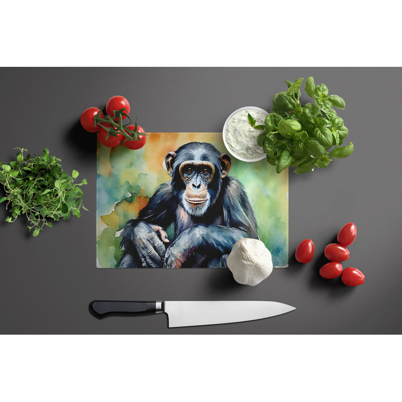 Chimpanzee Glass Cutting Board Large