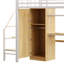 Lit mezzanine en métal avec garde-robe, bureau et étagère de rangement ouverte-278411671