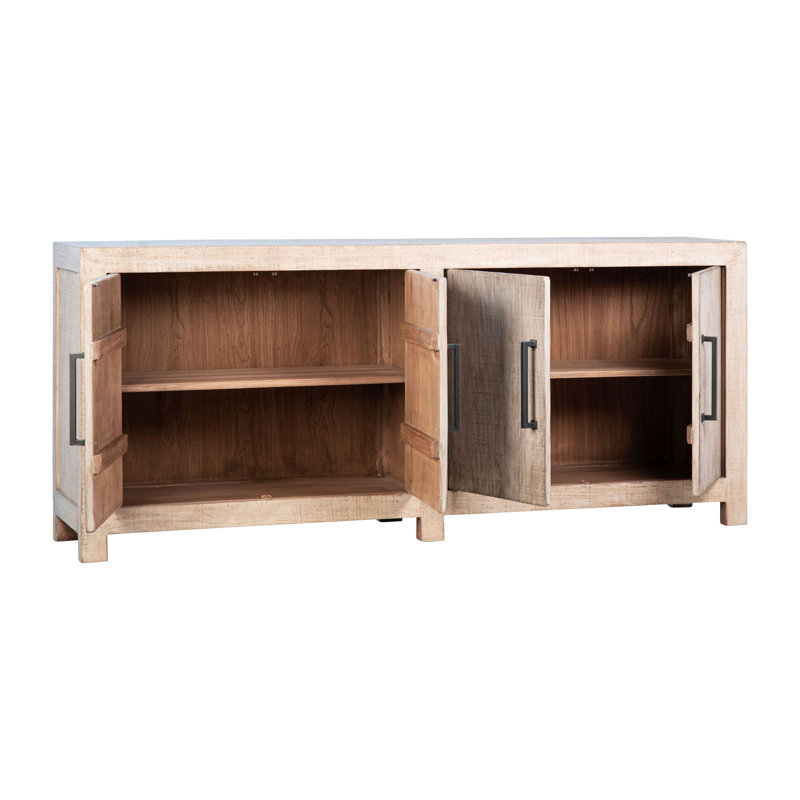 Merwin 84-Inch Reclaimed Pine 4-Door Sideboard, Light Brown