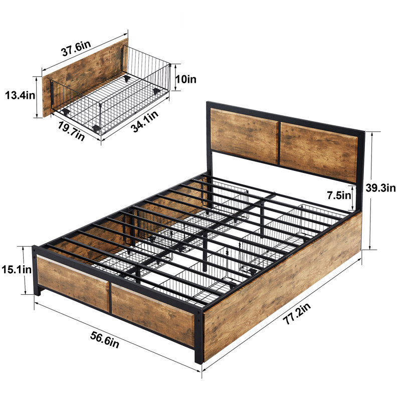 Base de lit avec rangement Sameriah, Double