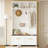 4-in-1 Hall Tree with 6 Golden Hooks, Wood Grain Bench with Multiple Storage Space-1363963895