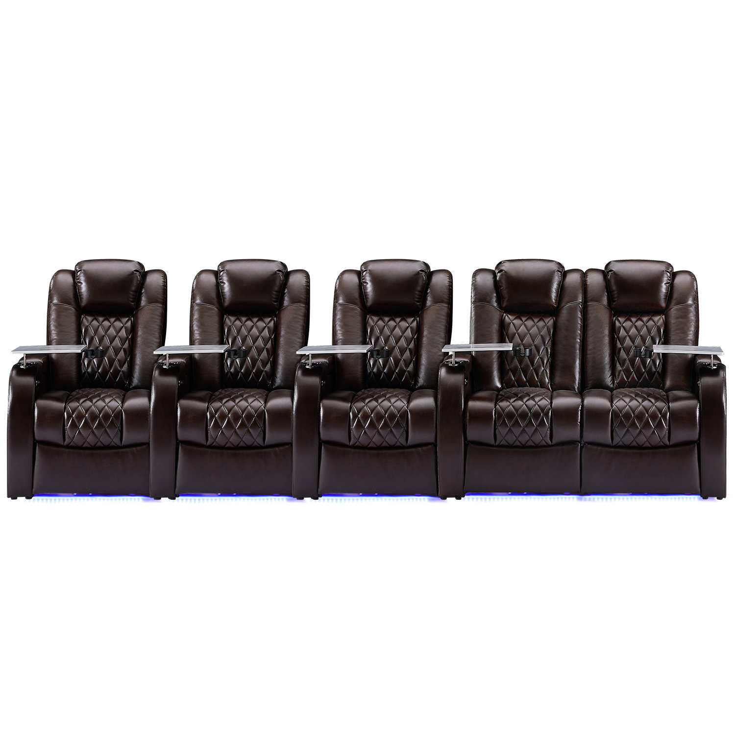 Orren Ellis Leather Home Theater Seating with Cup Holder Wayfair