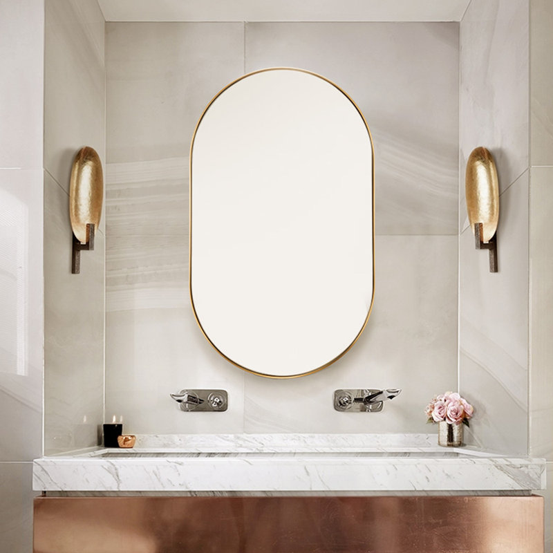 Chaya Metal Oval Wall Mirror, 91.4cm H x 55.9cm W, Brass