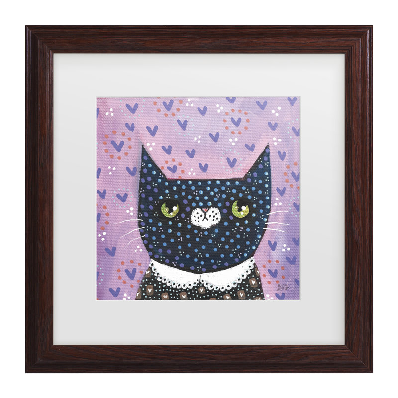 Art encadré «Melook Averinos Kooky Cat I Matted», H 18,75 po x l 18,75 po, Cadre noyer