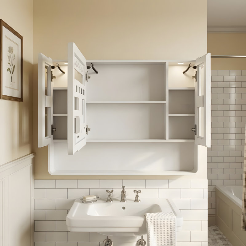 LED bathroom medicine cabinet, single-colour warm light