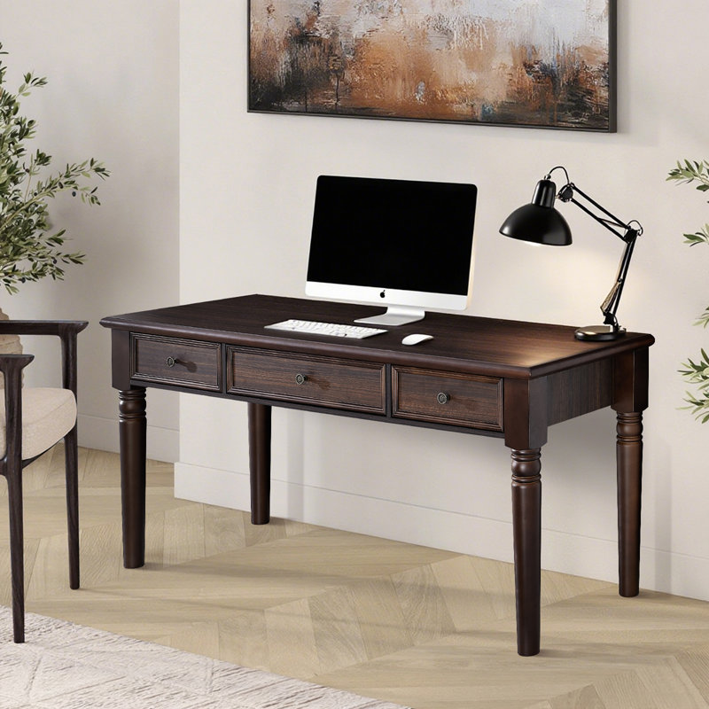 Caros Wooden Writing Desk, Dark Brown