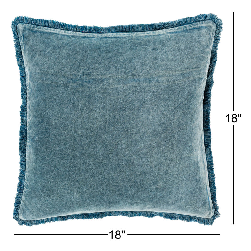 Oreiller Steph, 18 po x 18 po, Polyester / bourre de polyester, Denim