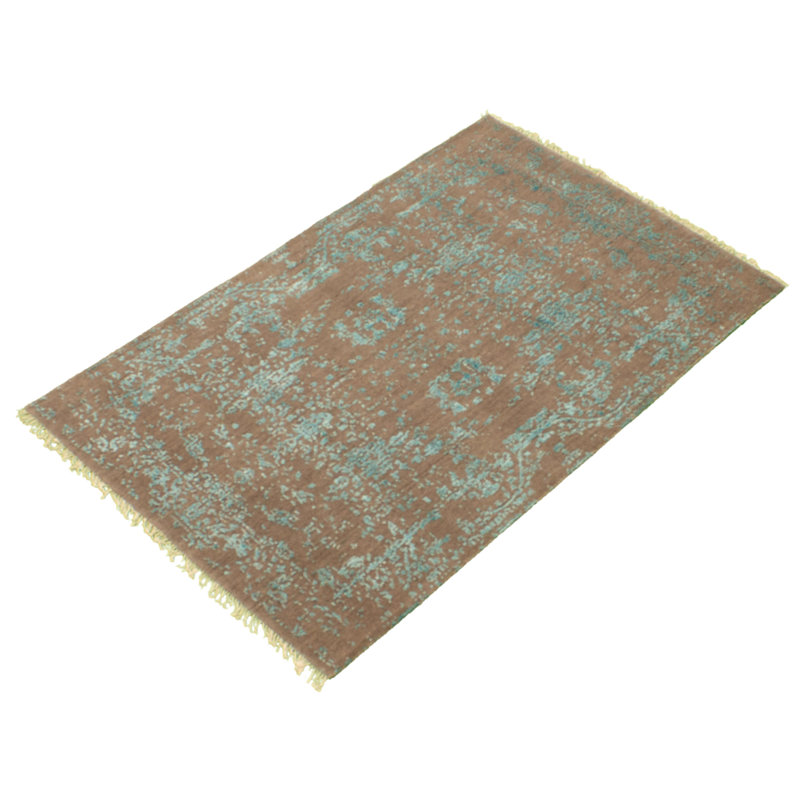 Tapis oriental gris foncé / bleu en laine noué à la main Alisha-Mae