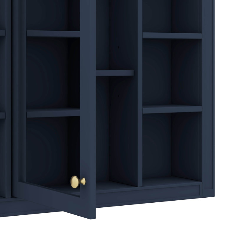 35'' X 27.5'' Medicine Cabinet, Wall-Hanging Bathroom Storage With Mirror, Modern Unit With 6 Open Shelves, Blue