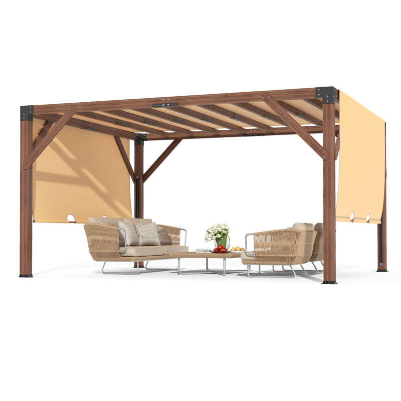 Pergola en bois de cèdre avec abat-jour rétractable Superior