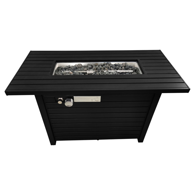 Outdoor Fire Pit Table With Lid, Black