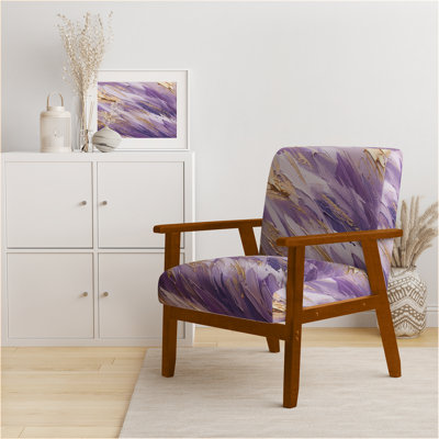 Purple And Gold Dynamic Abstractions II - Upholstered Modern Arm Chair