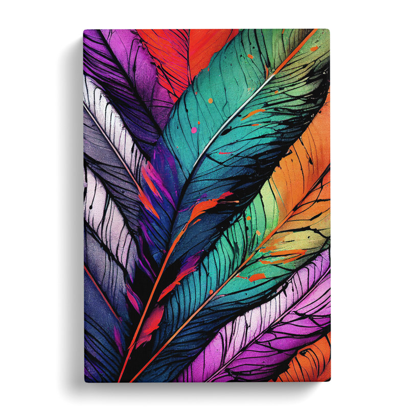 Paint Drip Feathers No.5 - Wrapped Canvas, 50cm H x 35cm W x 3cm D