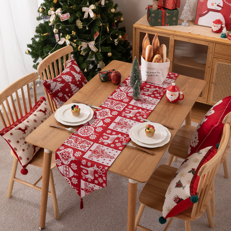 Cotton Linen Table Runner For Christmas Table Decoration, 14" x 78"