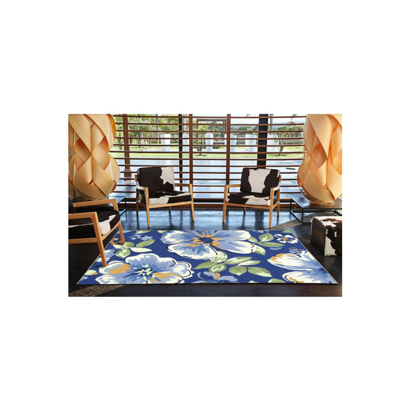 Tapis bleu lavable décoratif à motif floral bleu, Tapis de couloir 3 pi 3 po x 6 pi 7 po inclus
