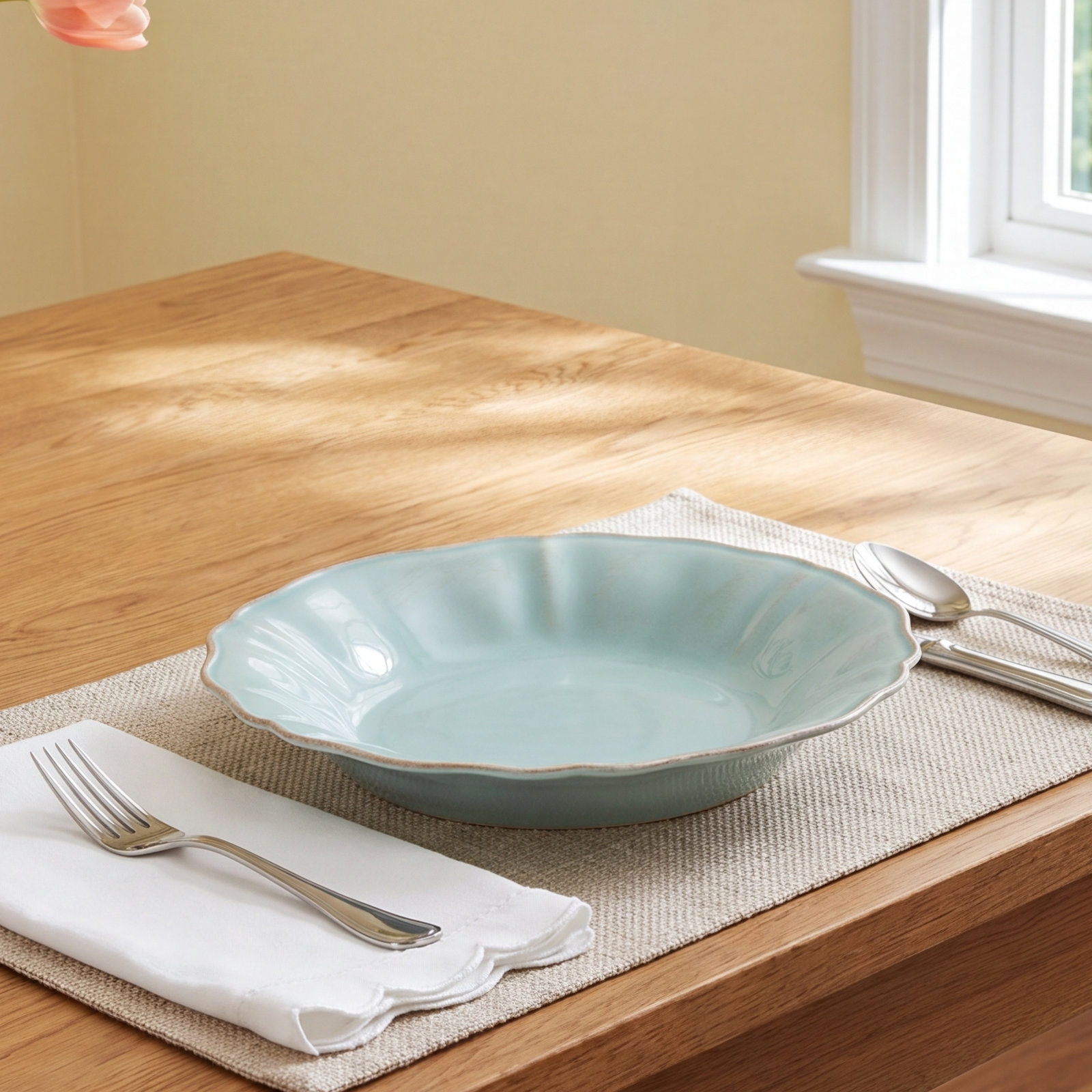 Alentejo Stoneware Pasta Plate, Turquoise