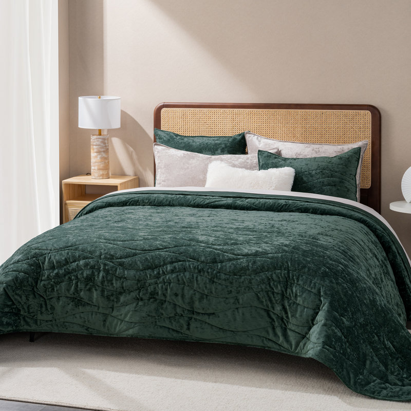Ensemble de housse de couette et d'édredon EVERGRACE Wave, Courtepointe pour grand lit + 2 taies décoratives, Orange brûlé