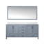 Gris foncé 60 po W Double meuble-lavabo avec comptoir en marbre de culture, miroir 58 et armoires intérieures spacieuses, gris, pour salle de bain, finition, miroir, compartiments de rangement