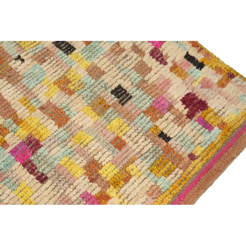 Moroccan Hand Knotted Geometric Area Rug, Rectangle 10' x 14'