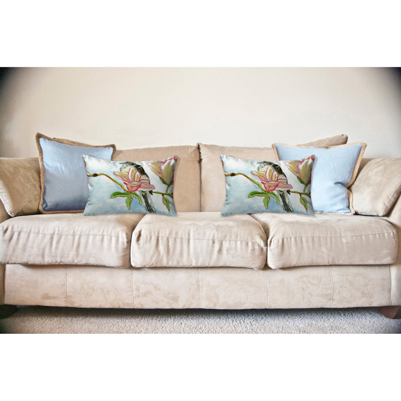 Housse et insert de coussin rectangulaire d'extérieur Mockingbird and Berries, Rectangle H 16 po x l 20 po, Rouge / Noir
