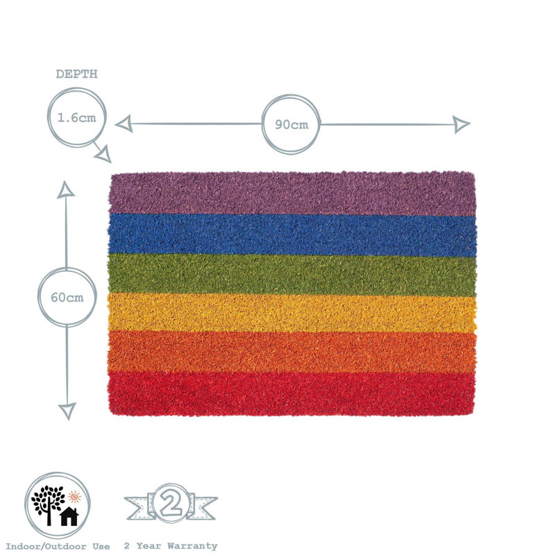 Nicola Spring - Coir Door Mats- Rainbow, 60cm W x 90cm L