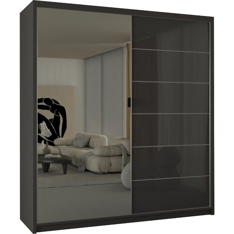 Calvero 2 Door Manufactured Wood Wardrobe, Grey, 200cm H x 180cm W x 62cm D