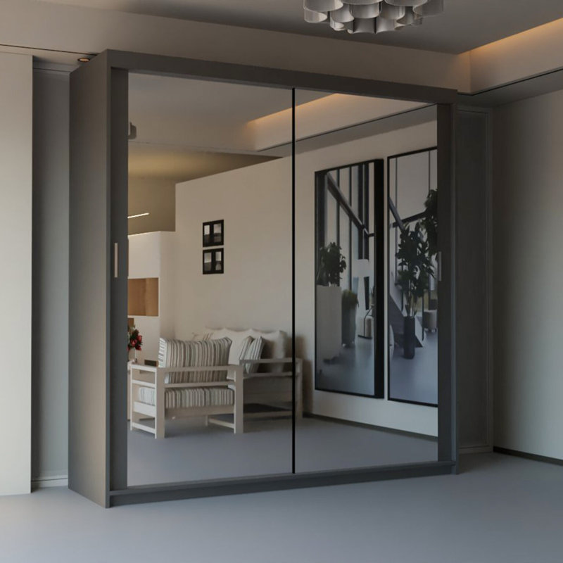 Antoumann 3 Door Manufactured Wood Wardrobe, Grey