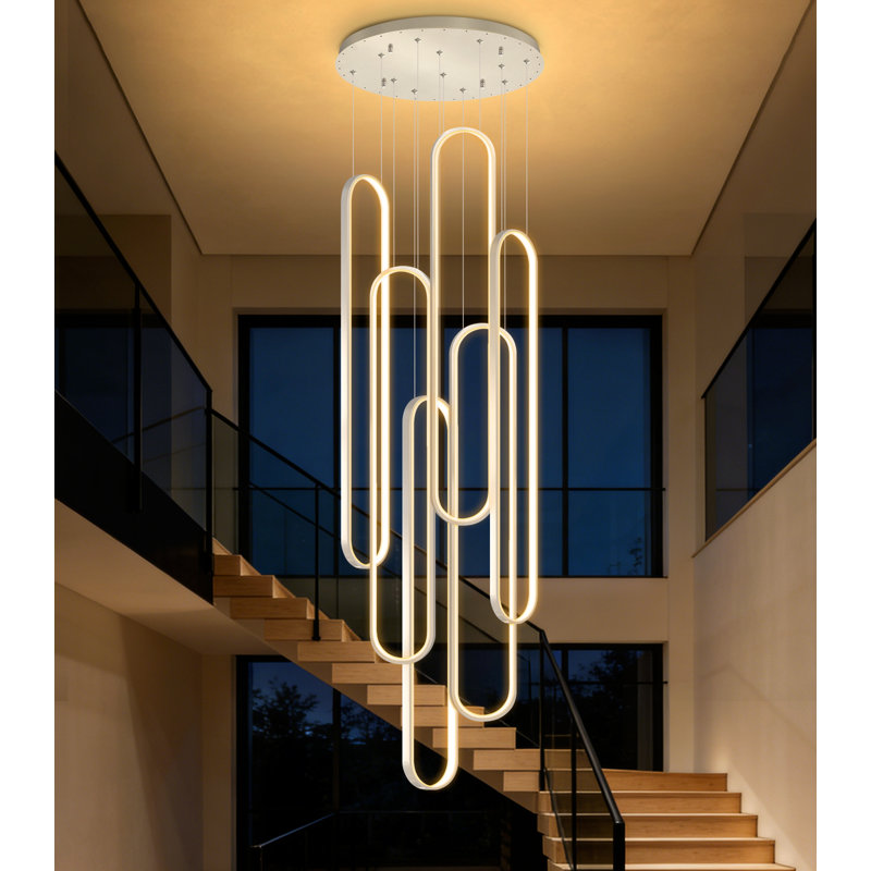 Modern Chandelier With Dimmable Lighting, Silver