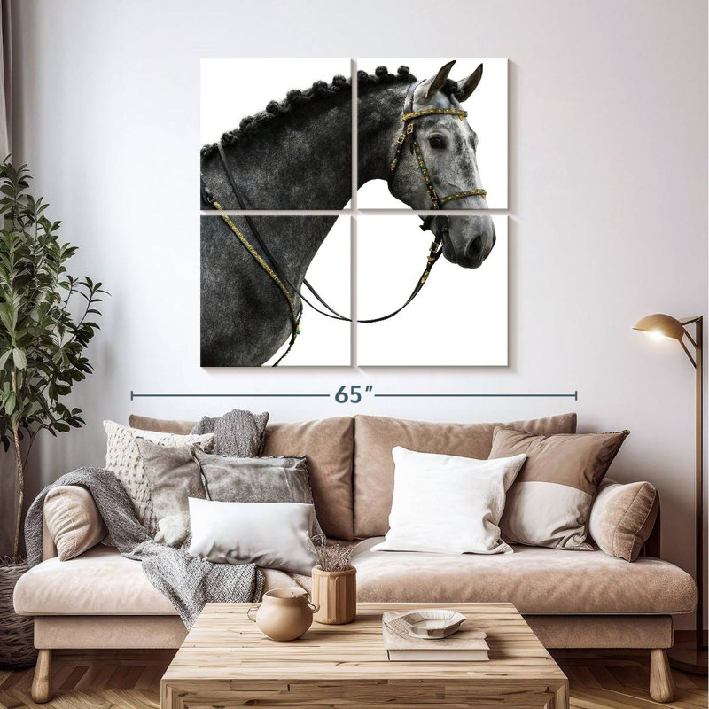 Cheval espagnol gris Brampt, H 45 po x l 45 po
