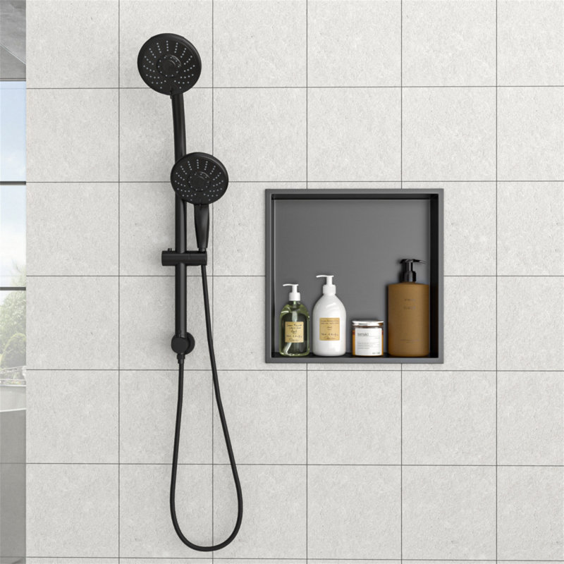 15" X 15" Stainless Steel Shower Niche, Gunmetal Black, 15" H x 15" W x 3.94" D, Gunmetal Black